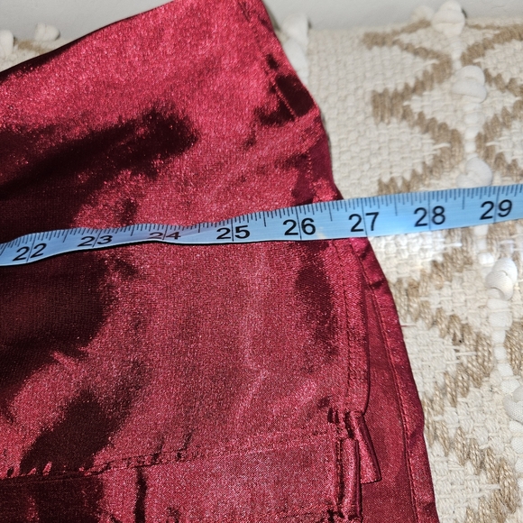 Lucca Wildfang Satin Shirt Button Up Long Sleeve Blouse Maroon Red Silky Small - Picture 11 of 16